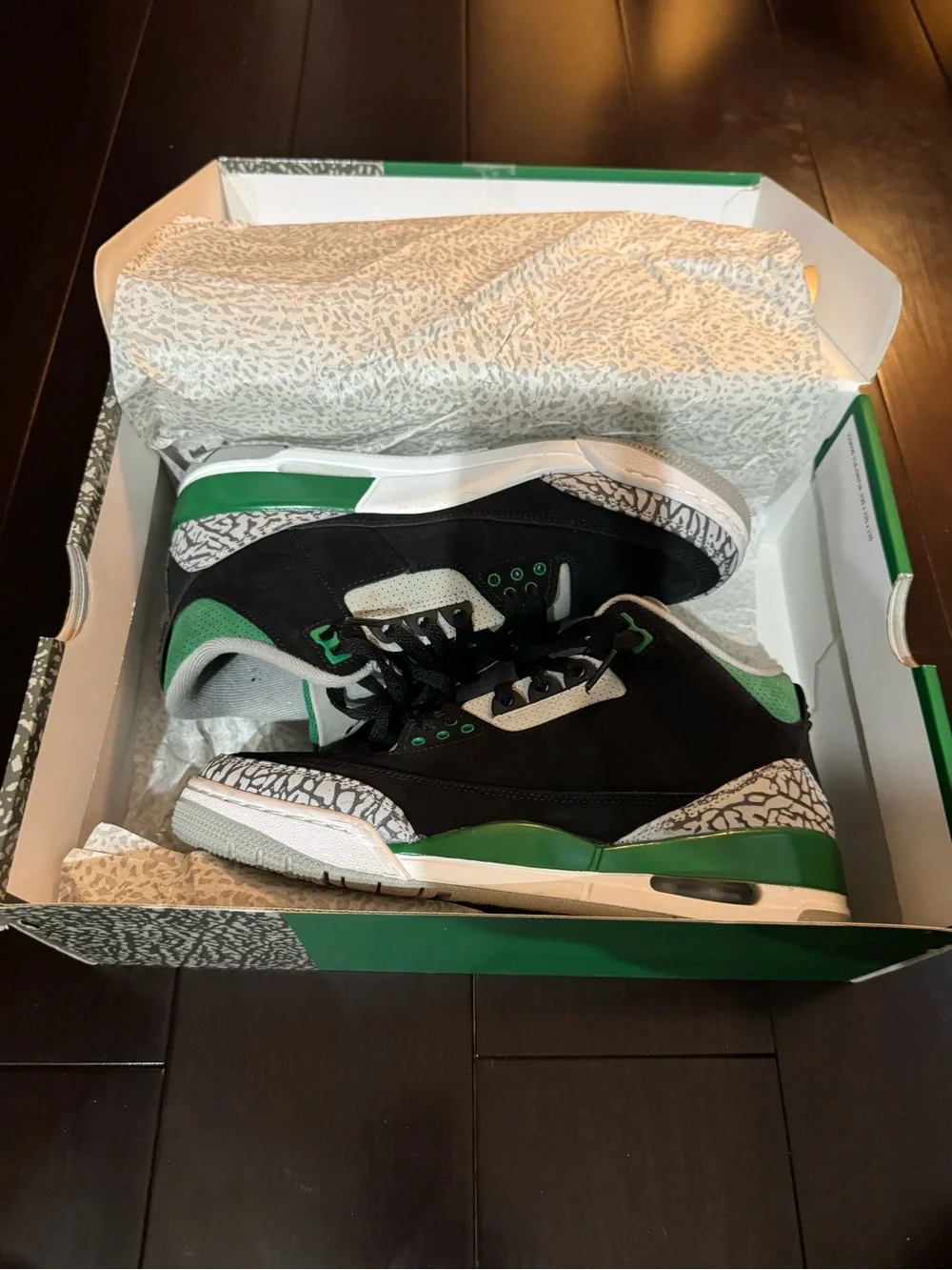 Air Jordan Black and Green Sneakers with Elephant Print